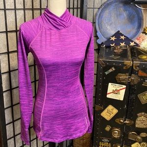 - Reebok Purple Pullover Base Layer Long Sleeve Turtleneck Track Jacket